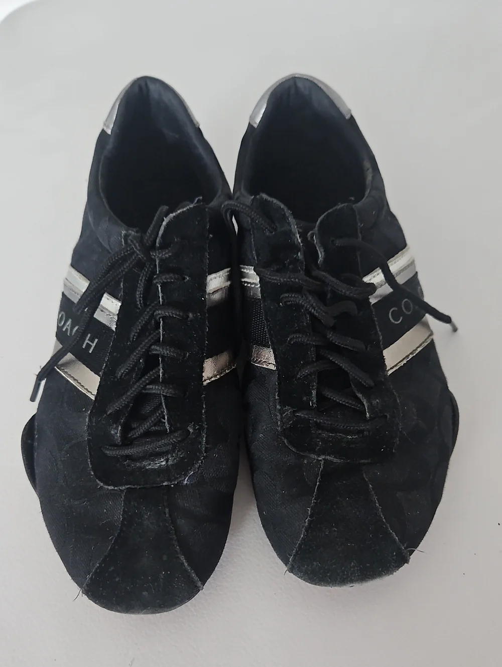 Coach Womens Jayme Black Sneakers with Silver Trim